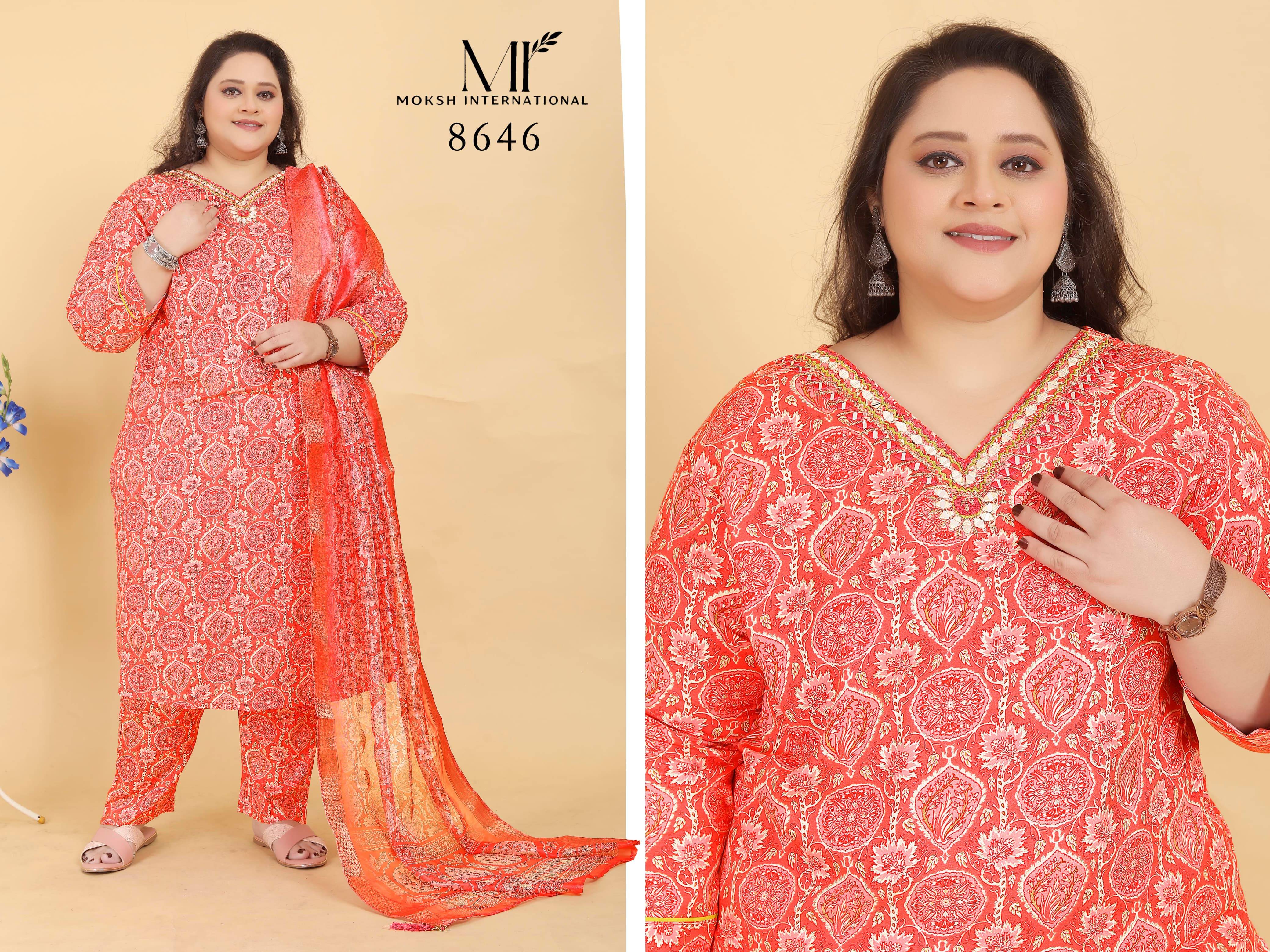 Big Size Royal VOL-1 By Moksh International 8641 To 8646 Series Stylish Premium Rayon Plus size readymade dresses At Wholesale Price